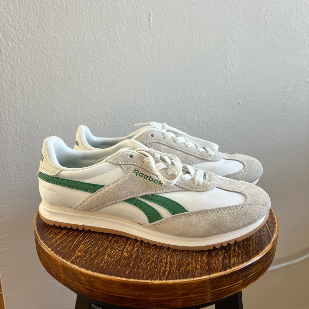 Reebok White and Green Athletic Shoes